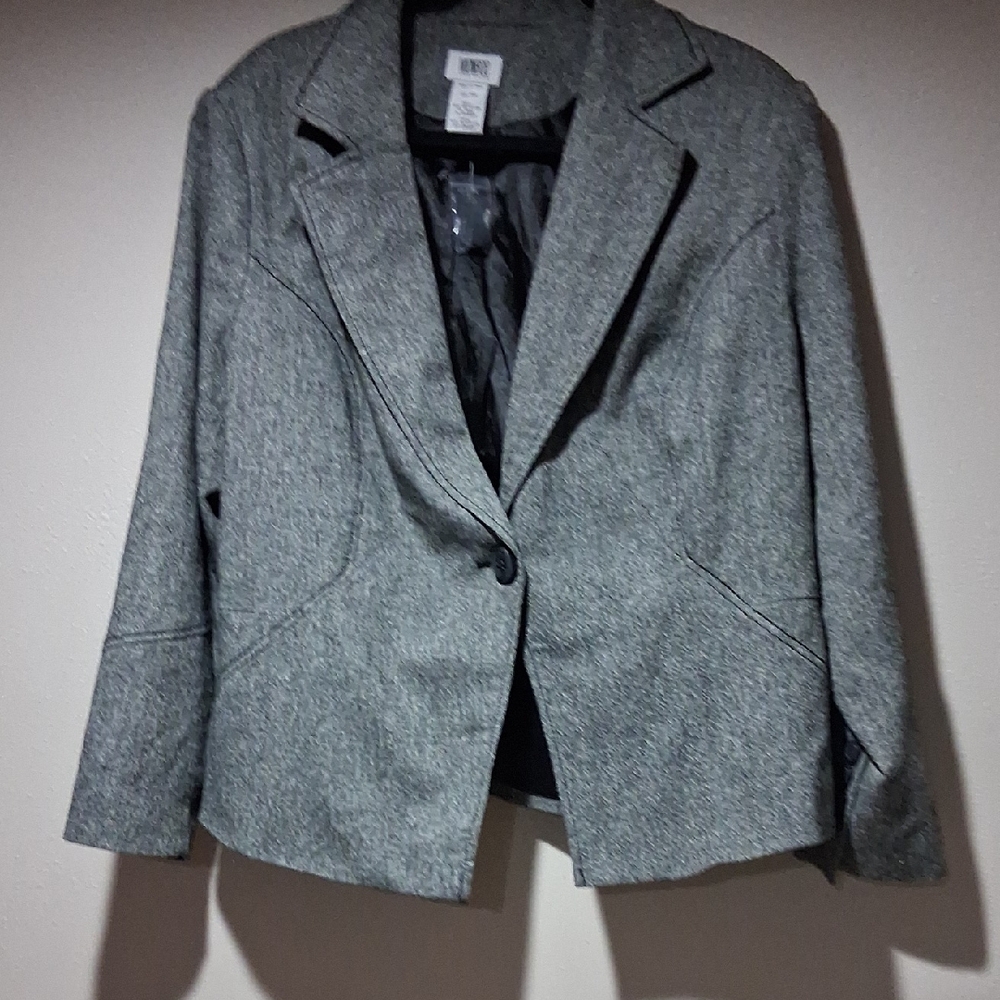 Monroe & Main Heather Gray Single Button Blazer Jacket Sz. 18W Gray.